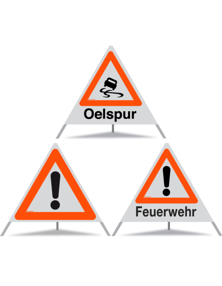 TRIOPAN Faltsignal 90 Kombi R1 Reflektierend mit Etui (Oelspur - Andere Gefahren - Feuerwehr)