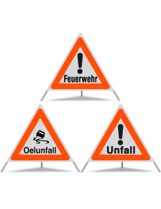 TRIOPAN Faltsignal 90 Kombi R1 Reflektierend mit Etui (Feuerwehr - Oelunfall - Unfall)