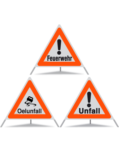 TRIOPAN Faltsignal 90 Kombi R1 Reflektierend mit Etui (Feuerwehr - Oelunfall - Unfall)