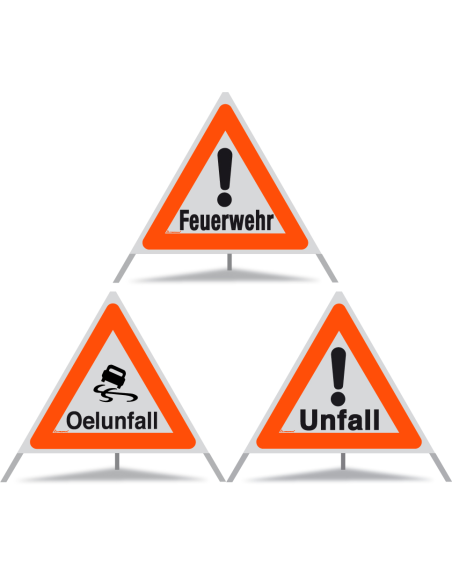 TRIOPAN Faltsignal 90 Kombi R1 Reflektierend mit Etui (Feuerwehr - Oelunfall - Unfall)