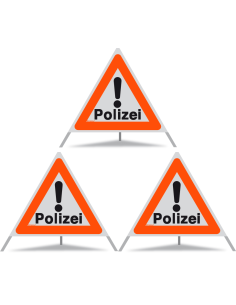 TRIOPAN Faltsignal 90 mit R1 Reflektierend Etui (3x Polizei)