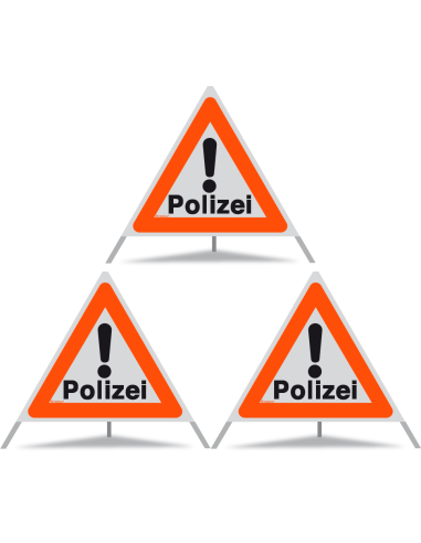TRIOPAN Faltsignal 90 mit R1 Reflektierend Etui (3x Polizei)