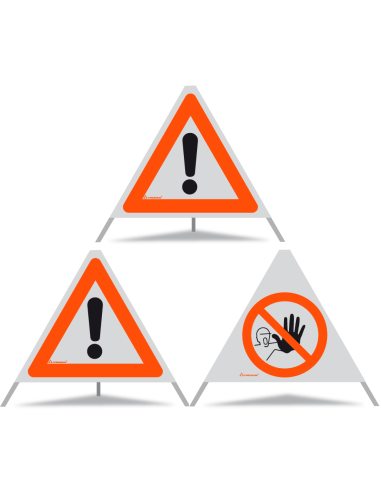 TRIOPAN Faltsignal 60 Kombi R1 Reflektierend mit Etui (2x Andere Gefahren - Durchgang verboten)