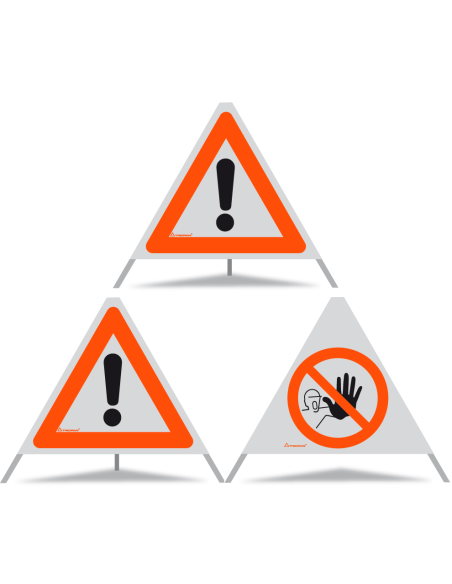 TRIOPAN Faltsignal 60 Kombi R1 Reflektierend mit Etui (2x Andere Gefahren - Durchgang verboten)