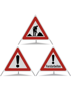 TRIOPAN Faltsignal 90 Kombi R2 Retro-reflektierend mit Etui (Baustelle - Andere Gefahren - Forstarbeiten)