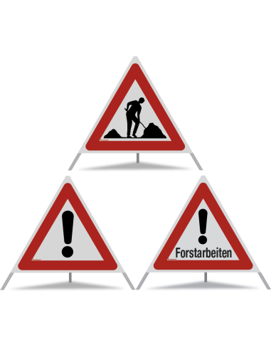 TRIOPAN Faltsignal 90 Kombi R2 Retro-reflektierend mit Etui (Baustelle - Andere Gefahren - Forstarbeiten)
