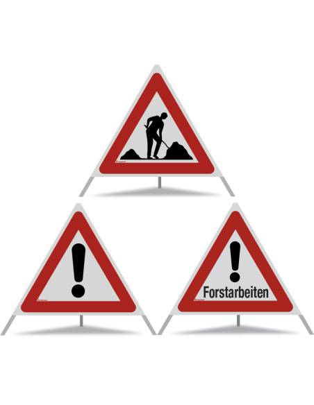 TRIOPAN Faltsignal 90 Kombi R2 Retro-reflektierend mit Etui (Baustelle - Andere Gefahren - Forstarbeiten)