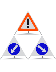 TRIOPAN Faltsignal 90 Kombi R1 Reflektierend mit Etui (Andere Gefahren - Links umfahren - Rechts umfahren)