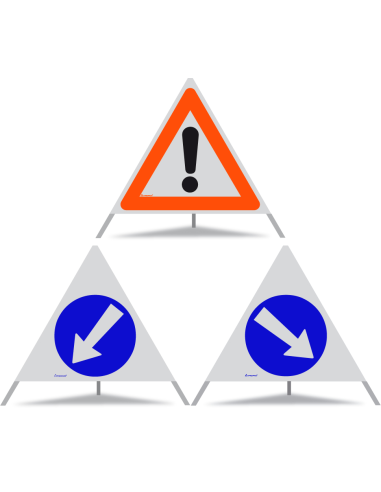 TRIOPAN Faltsignal 90 Kombi R1 Reflektierend mit Etui (Andere Gefahren - Links umfahren - Rechts umfahren)