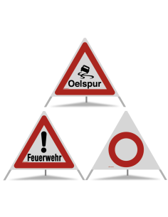 TRIOPAN Faltsignal 90 Kombi mit R2 Retro-reflektierend Etui (Oelspur - Feuerwehr - Fahrverbot)