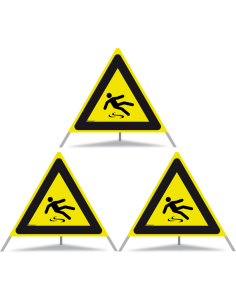 TRIOPAN Faltsignal 90 R1 Reflektierend mit Etui (3x Rutschgefahr)