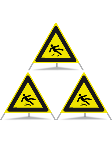 TRIOPAN Faltsignal 90 R1 Reflektierend mit Etui (3x Rutschgefahr)