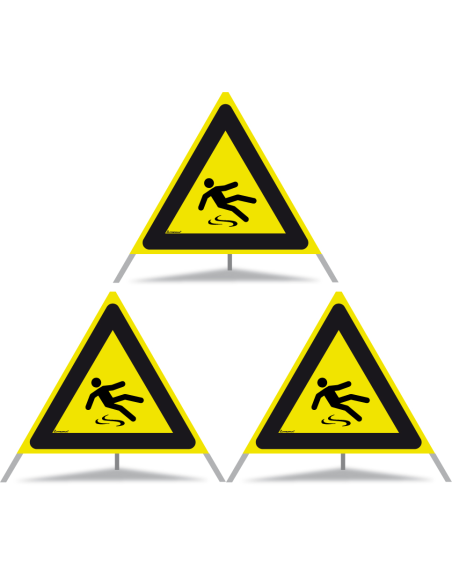 TRIOPAN Faltsignal 90 R1 Reflektierend mit Etui (3x Rutschgefahr)