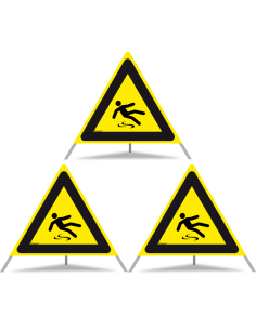 TRIOPAN Faltsignal 90 Tagesleuchtend mit Etui (3x Rutschgefahr)