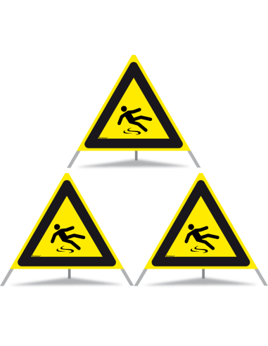 TRIOPAN Faltsignal 90 Tagesleuchtend mit Etui (3x Rutschgefahr)