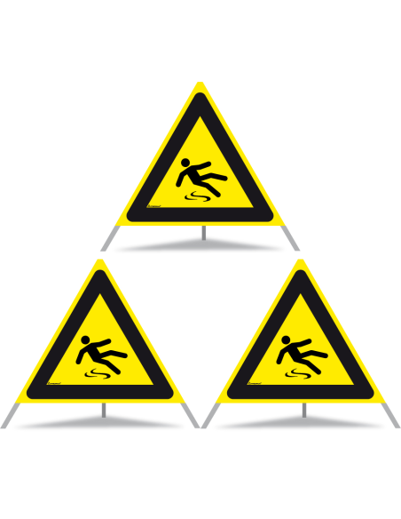 TRIOPAN Faltsignal 90 Tagesleuchtend mit Etui (3x Rutschgefahr)