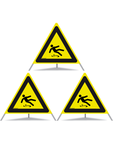 TRIOPAN Faltsignal 70 R1 Reflektierend mit Etui (3x Rutschgefahr)