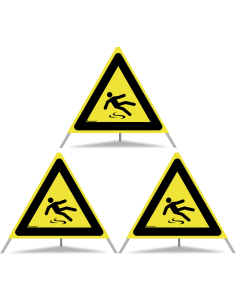 TRIOPAN Faltsignal 70 Tagesleuchtend mit Etui (3x Rutschgefahr)