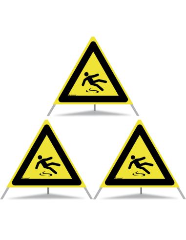 TRIOPAN Faltsignal 70 Tagesleuchtend mit Etui (3x Rutschgefahr)