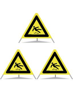 TRIOPAN Faltsignal 60 R1 Reflektierend mit Etui (3x Rutschgefahr)