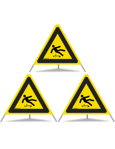 TRIOPAN Faltsignal 60 Tagesleuchtend mit Etui (3x Rutschgefahr)