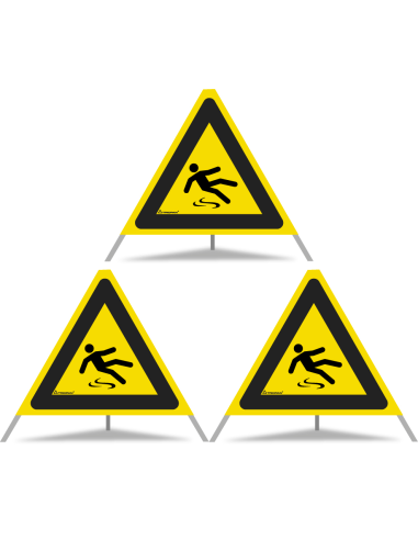 TRIOPAN Faltsignal 60 Tagesleuchtend mit Etui (3x Rutschgefahr)