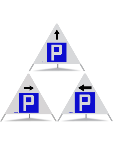 TRIOPAN Faltsignal 70 R2 Retro-reflektierend Kombi mit Etui (Park Pfeil geradeaus - Park gestattet - Park Pfeil links)