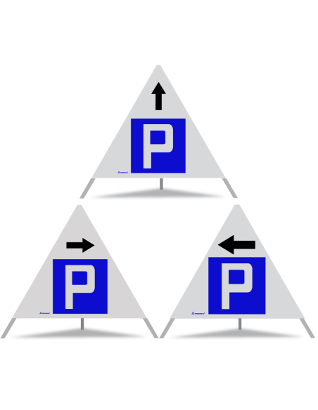 TRIOPAN Faltsignal 70 R2 Retro-reflektierend Kombi mit Etui (Park Pfeil geradeaus - Park gestattet - Park Pfeil links)