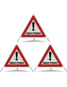 TRIOPAN Faltsignal 90 R2 Retro-reflektierend mit Etui (3x Sapeurs-Pompiers)