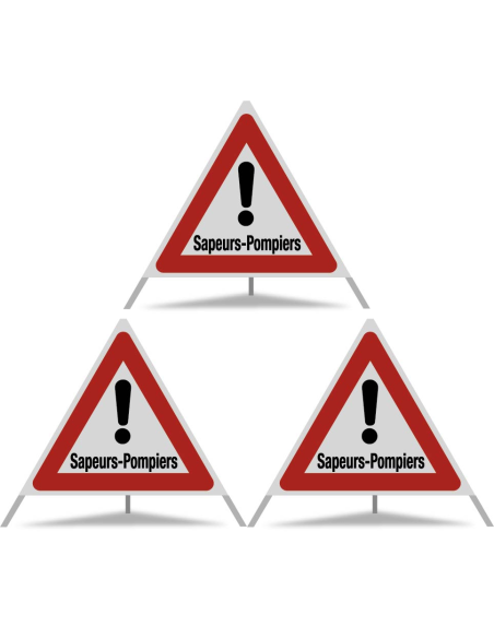 TRIOPAN Faltsignal 90 R2 Retro-reflektierend mit Etui (3x Sapeurs-Pompiers)