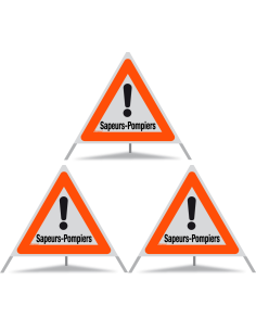 TRIOPAN Faltsignal 90 R1 Reflektierend mit Etui (3x Sapeurs-Pompiers)