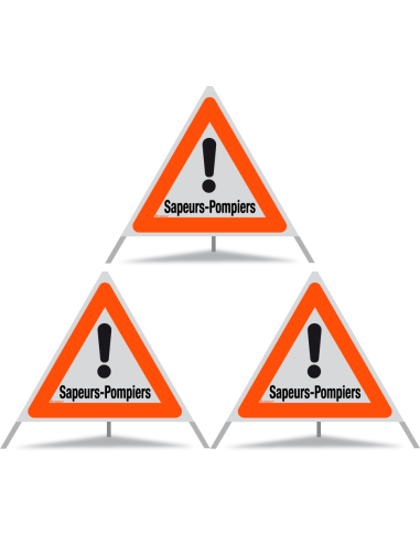 TRIOPAN Faltsignal 90 R1 Reflektierend mit Etui (3x Sapeurs-Pompiers)