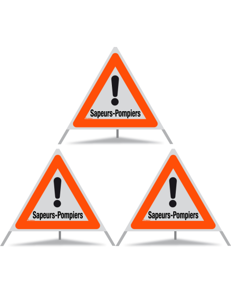 TRIOPAN Faltsignal 90 R1 Reflektierend mit Etui (3x Sapeurs-Pompiers)