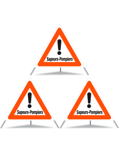 TRIOPAN Faltsignal 90 Tagesleuchtend mit Etui (3x Sapeurs-Pompiers)