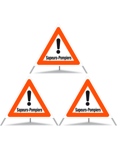 TRIOPAN Faltsignal 90 Tagesleuchtend mit Etui (3x Sapeurs-Pompiers)