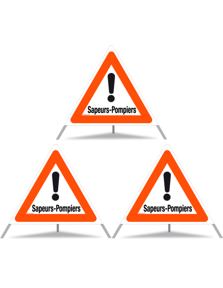 TRIOPAN Faltsignal 90 Tagesleuchtend mit Etui (3x Sapeurs-Pompiers)
