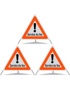 TRIOPAN Faltsignal 90 R1 Reflektierend mit Etui (3x Service du feu)