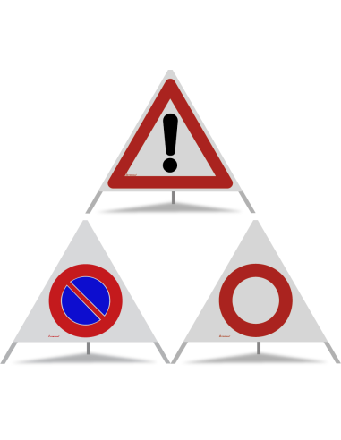 TRIOPAN Faltsignal 90 R2 Retro-reflektierend Kombi mit Etui (Andere Gefahren - Parkieren verboten - Fahrverbot)
