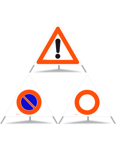 TRIOPAN Faltsignal 90 Tagesleuchtend Kombi mit Etui (Andere Gefahren - Parkieren verboten - Fahrverbot)