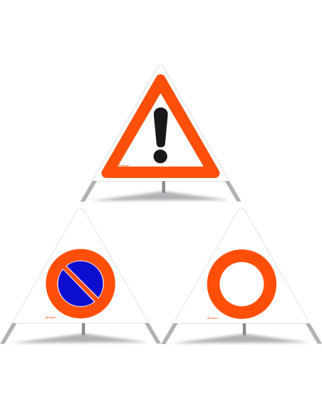 TRIOPAN Faltsignal 90 Tagesleuchtend Kombi mit Etui (Andere Gefahren - Parkieren verboten - Fahrverbot)
