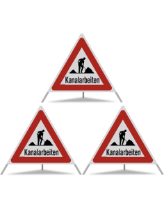 TRIOPAN Faltsignal 90 R2 Retro-reflektierend mit Etui (3x Kanalarbeiten)