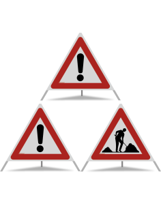 TRIOPAN Faltsignal 90 R2 Retro-reflektierend Kombi mit Etui (2x Andere Gefahren - Baustelle)