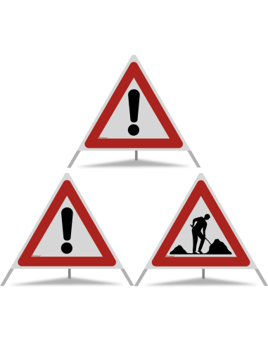 TRIOPAN Faltsignal 90 R2 Retro-reflektierend Kombi mit Etui (2x Andere Gefahren - Baustelle)