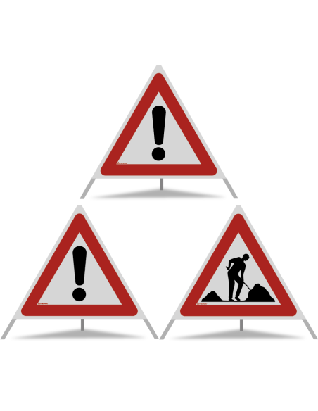 TRIOPAN Faltsignal 90 R2 Retro-reflektierend Kombi mit Etui (2x Andere Gefahren - Baustelle)