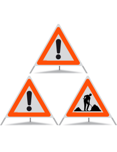 TRIOPAN Faltsignal 90 R1 Reflektierend Kombi mit Etui (2x Andere Gefahren - Baustelle)
