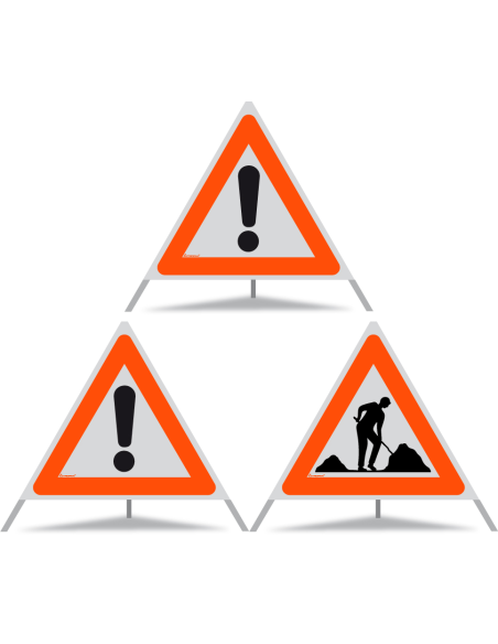 TRIOPAN Faltsignal 90 R1 Reflektierend Kombi mit Etui (2x Andere Gefahren - Baustelle)