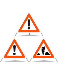 TRIOPAN Faltsignal 90 Tagesleuchtend Kombi mit Etui (2x Andere Gefahren - Baustelle)