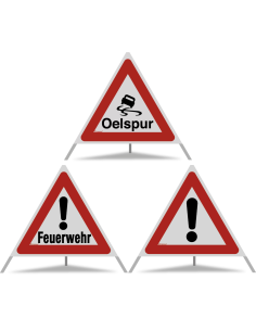 TRIOPAN Faltsignal 90 R2 Retro-reflektierend Kombi mit Etui (Oelspur - Feuerwehr - Andere Gefahren)