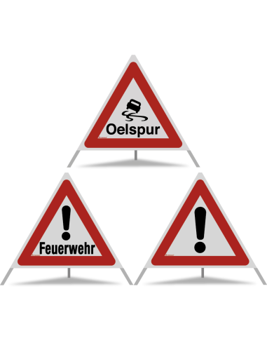 TRIOPAN Faltsignal 90 R2 Retro-reflektierend Kombi mit Etui (Oelspur - Feuerwehr - Andere Gefahren)