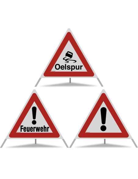 TRIOPAN Faltsignal 90 R2 Retro-reflektierend Kombi mit Etui (Oelspur - Feuerwehr - Andere Gefahren)